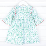 Reindeer Cheer Green Toile Olivia Dress