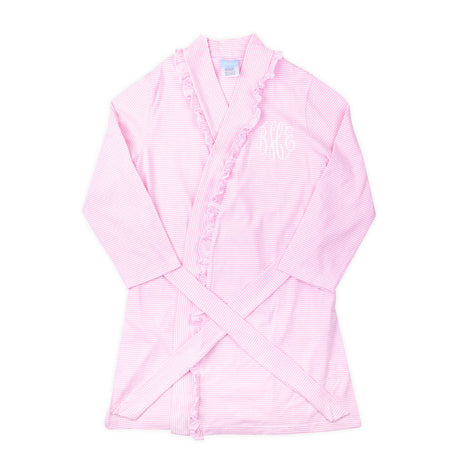 Pink Stripe Ruffle Women's Robe