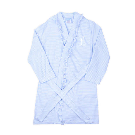 Blue Stripe Ruffle Women's Robe
