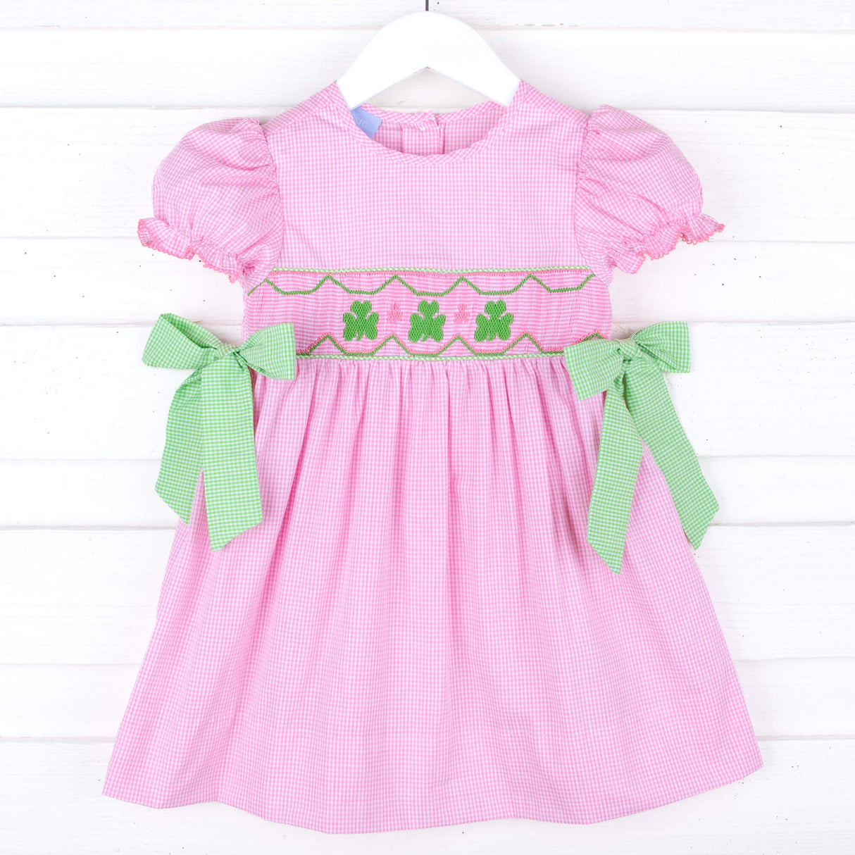 Clover Smocked Pink Gingham Beverly Dress