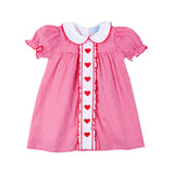 Heart Embroidered Red Gingham Camila Dress