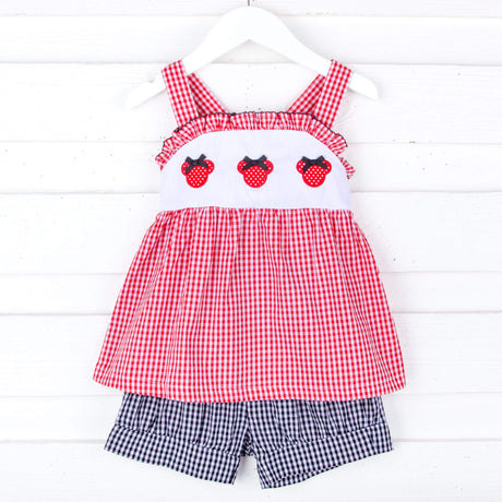 Mouse Ears Red Gingham Cara Short Set