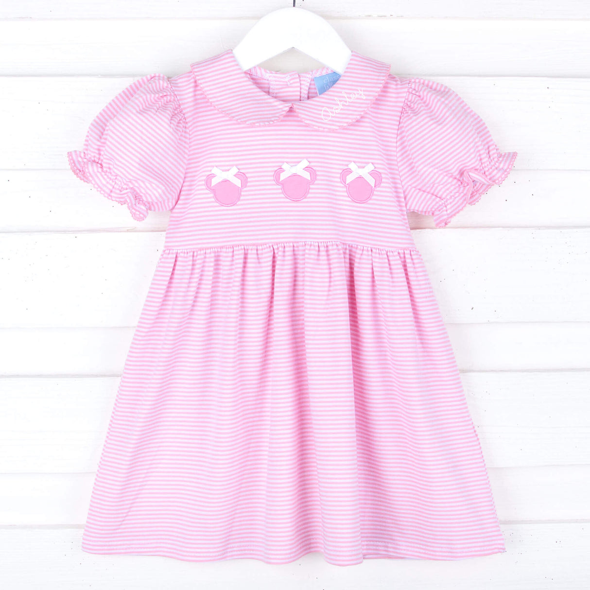 Mouse Ears Pink Stripe Riley Dress