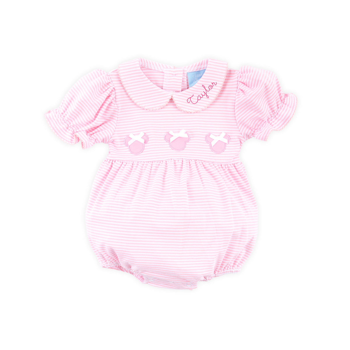 Mouse Ears Pink Stripe Riley Bubble