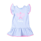 Tennis Racquet Light Blue Stripe Lainey Dress