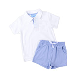 White Terry Polo Short Set