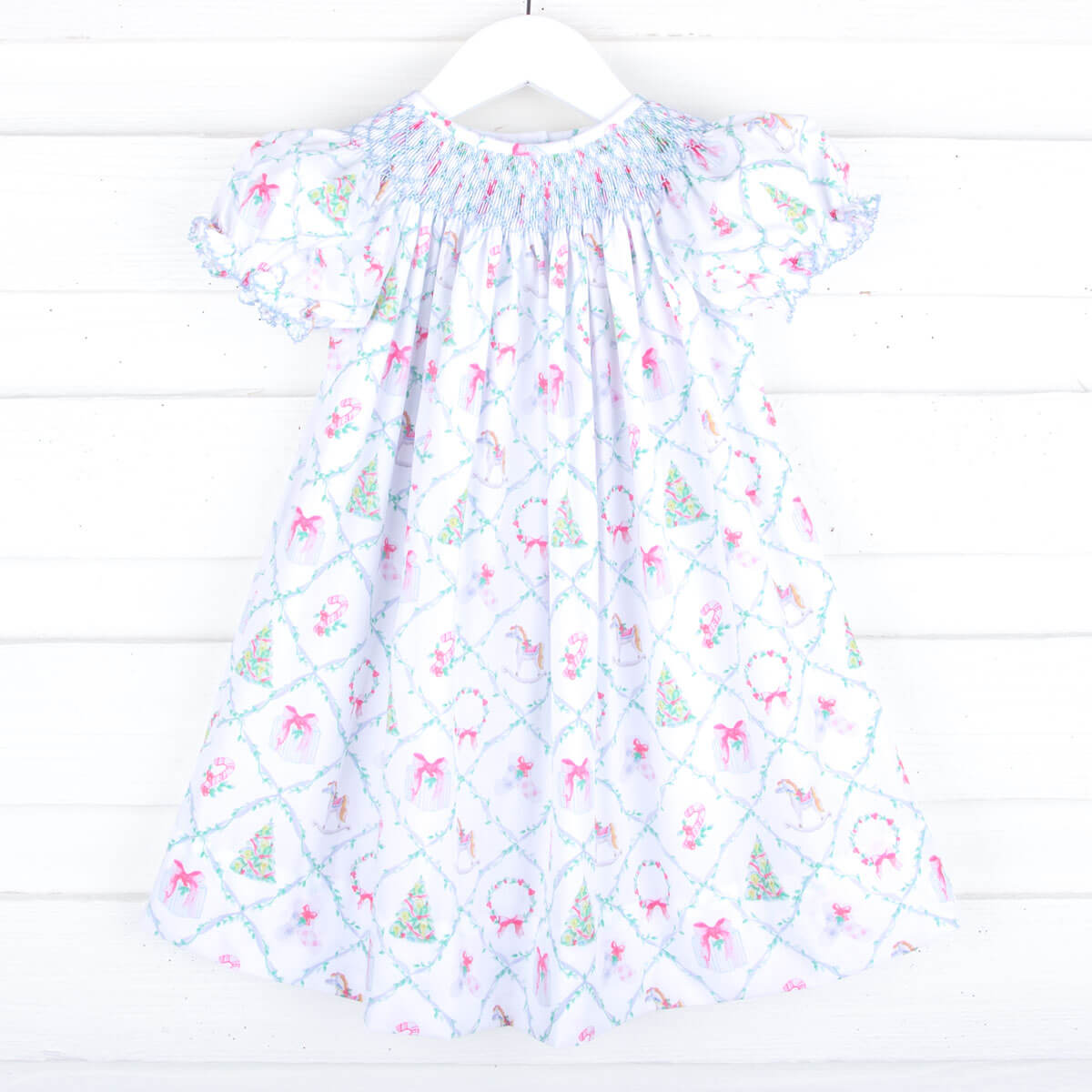 The Broke Brooke x CW Geo Smocked Bishop Dress