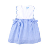 Light Blue Gingham Scalloped Bib Dress