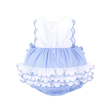 Light Blue Gingham Scalloped Bib Bubble