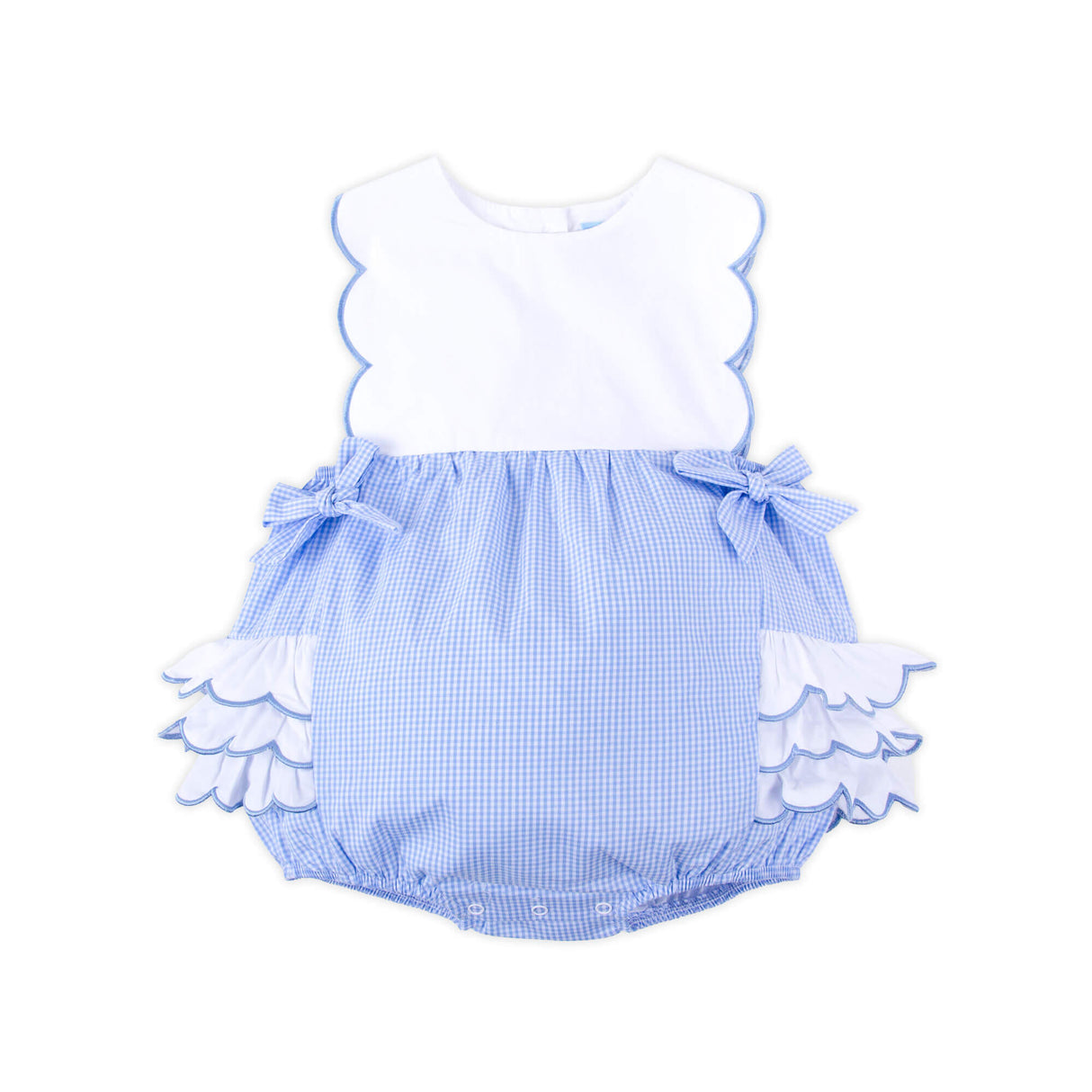 Light Blue Gingham Scalloped Bib Bubble