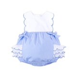 Light Blue Gingham Scalloped Bib Bubble