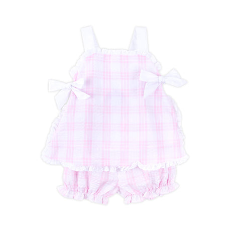 Pink Windowpane Lydia Bloomer Set