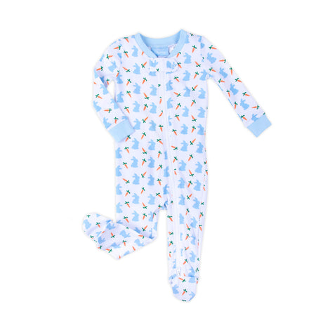 Bunnies & Carrots Blue Zip Sleeper