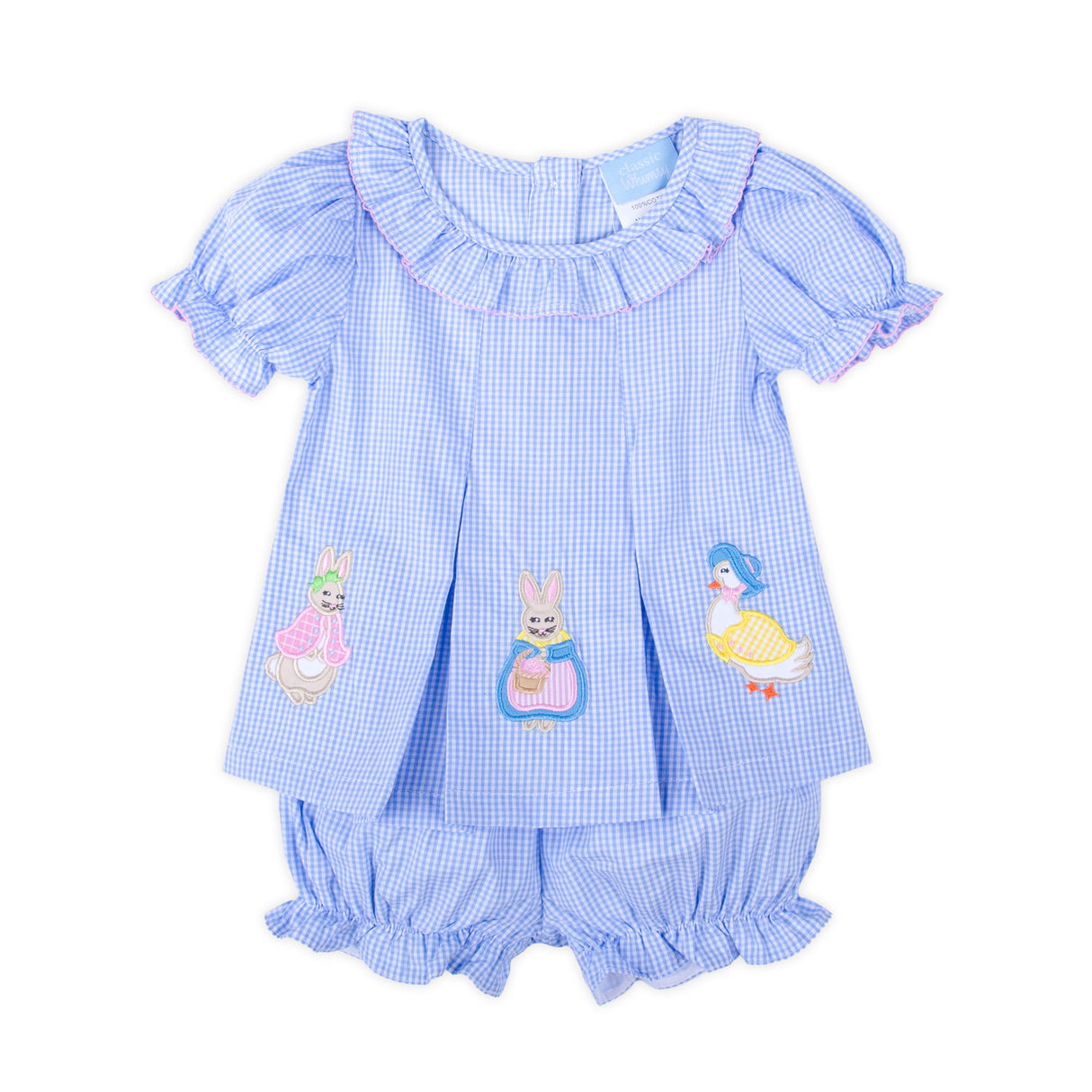 Storybook Rabbit Blue Gingham Chloe Bloomer Set