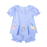 Storybook Rabbit Blue Gingham Chloe Bloomer Set