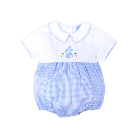 Bunnies & Carrots Blue Gingham Collared Bubble