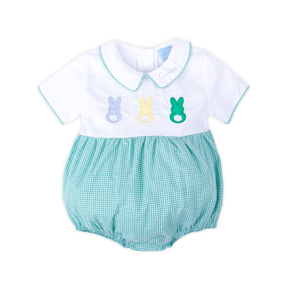 Peeps Green Gingham Collared Bubble