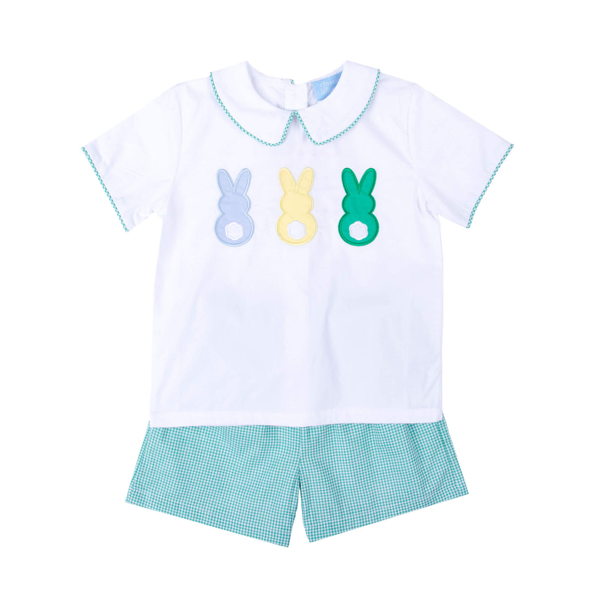 Peeps Green Gingham Collared Short Set