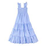 Light Blue Gingham Smocked Willow Mom Dress