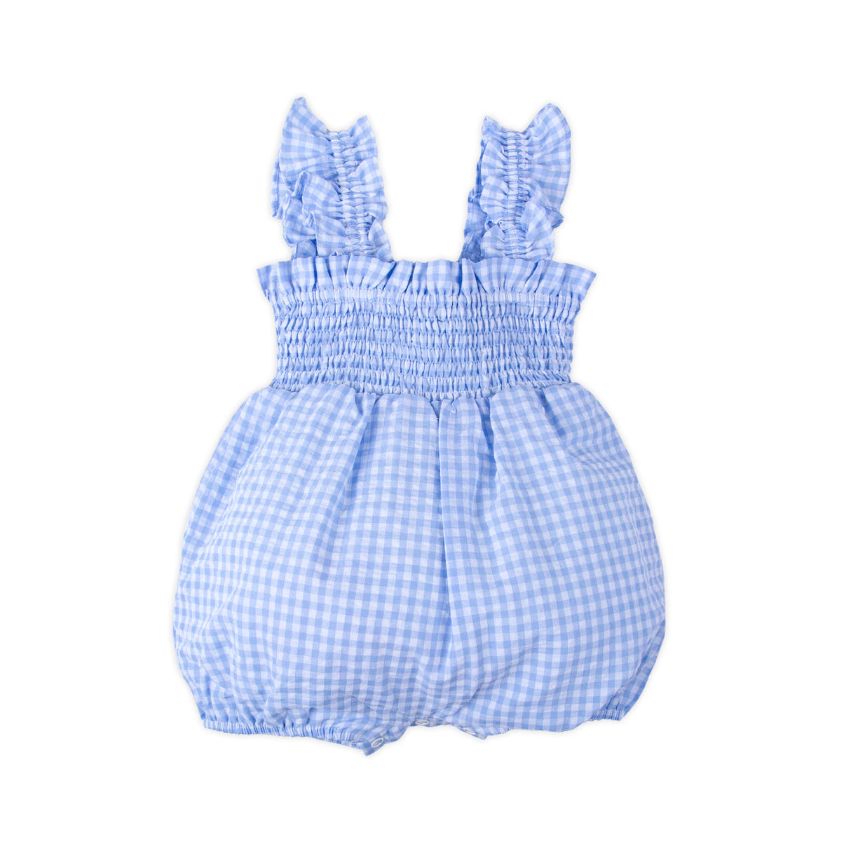 Light Blue Gingham Smocked Hannah Bubble