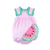 Sweet Watermelon Applique Pink Gingham Lulu Bubble