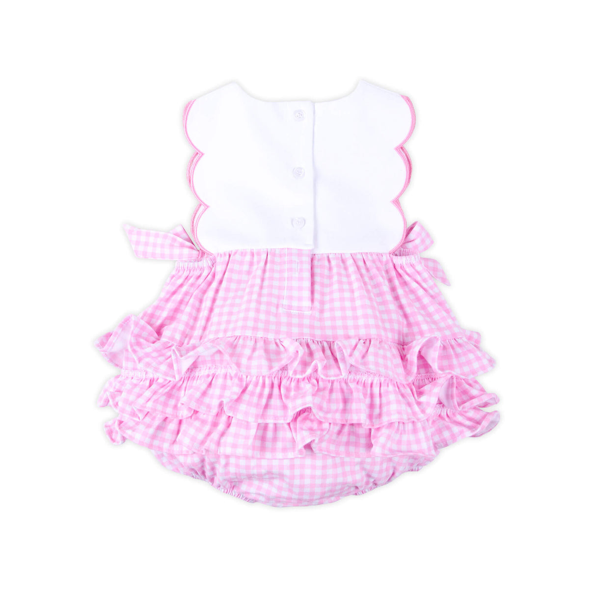 Cute Whale Pink Gingham Scalloped Bib Bubble