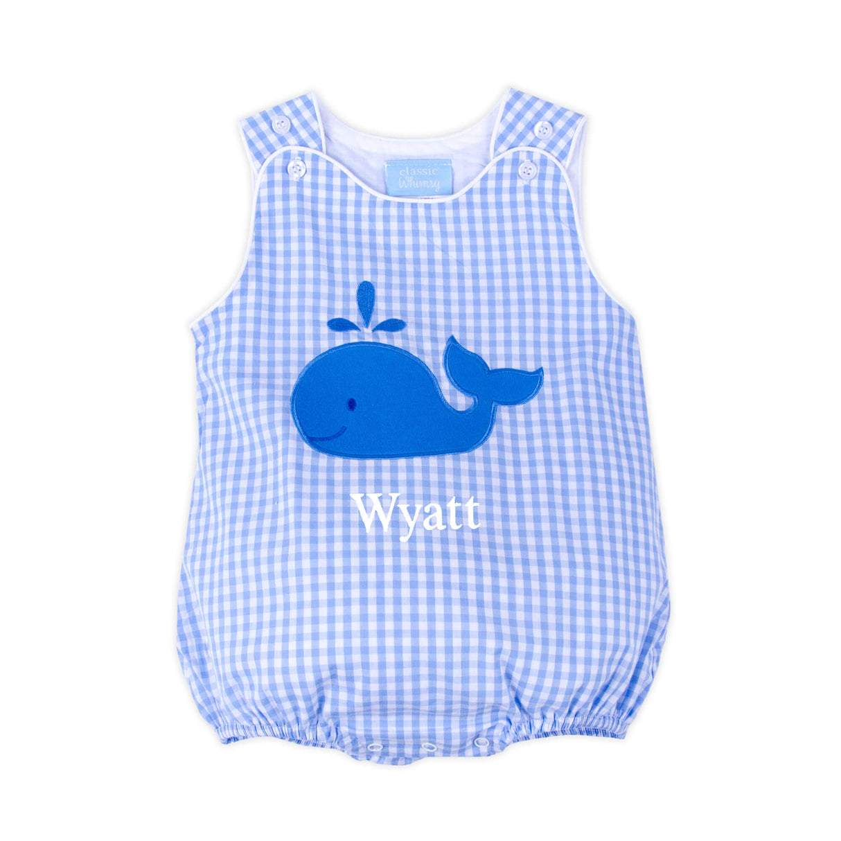 Cute Whale Blue Gingham Sun Bubble