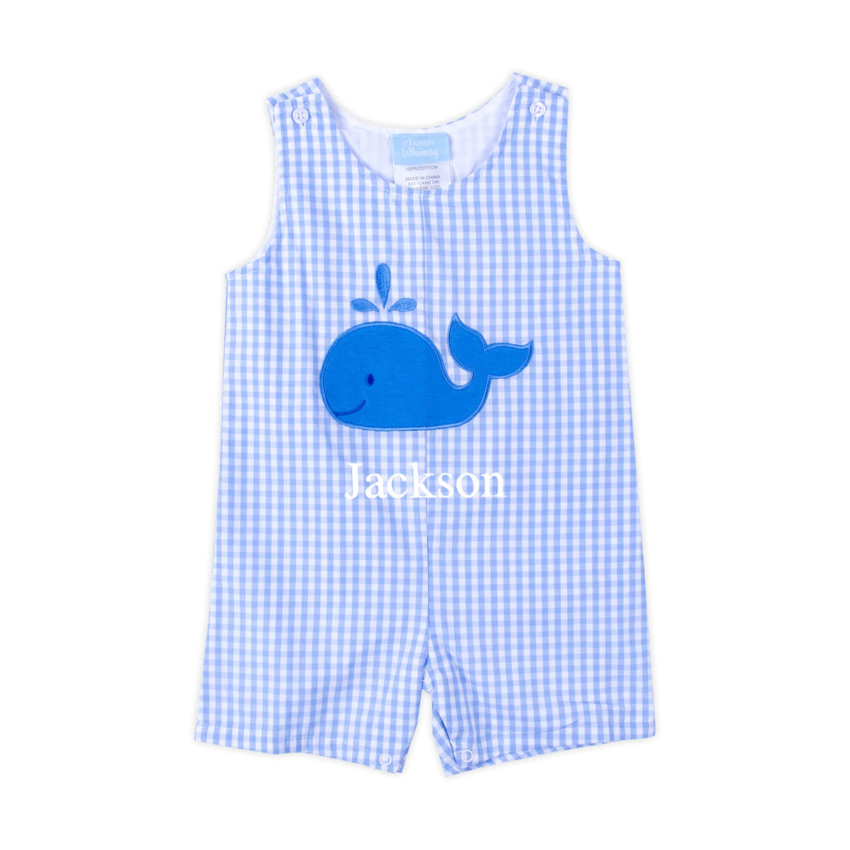 Cute Whale Blue Gingham Jon Jon