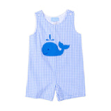 Cute Whale Blue Gingham Jon Jon