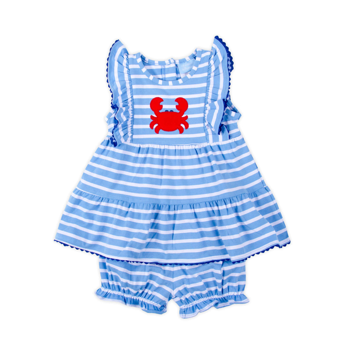 Ocean Crab Blue Stripe Kaylee Bloomer Set