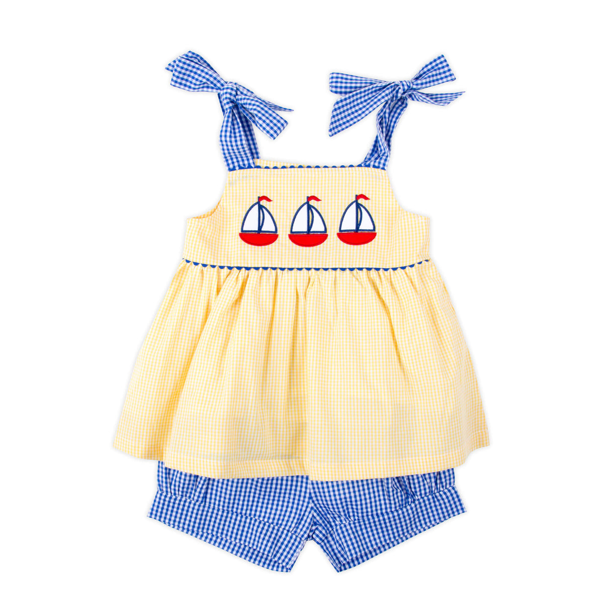 Newport Sailboat Yellow Gingham Aubree Short Set