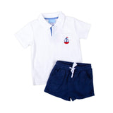 Newport Sailboat Blue Terry Polo Short Set