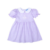 Riley Gingham Knit Bishop Sleeve Dress