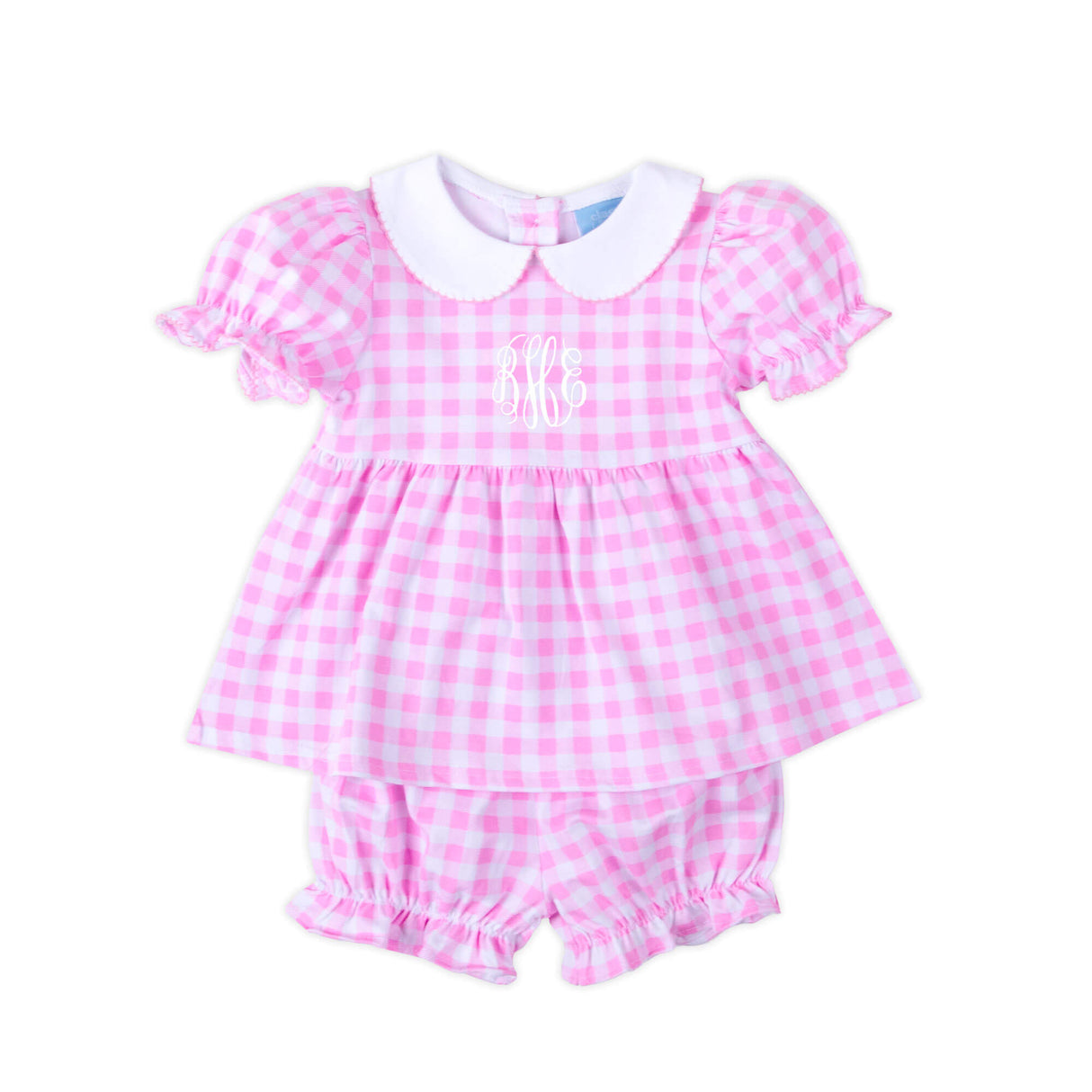 Riley Gingham Knit Bishop Sleeve Bloomer Set