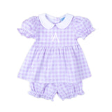 Riley Gingham Knit Bishop Sleeve Bloomer Set