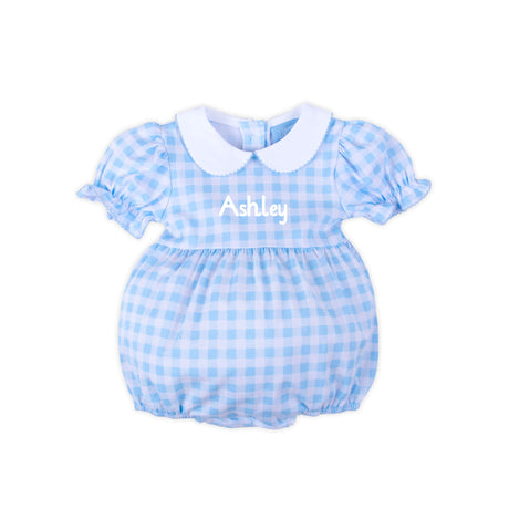 Riley Gingham Knit Bubble Light Blue