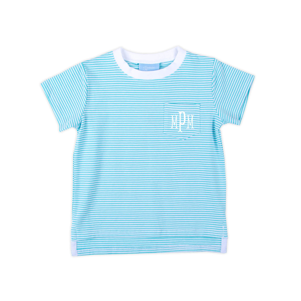 Turquoise Stripe Short Sleeve Pocket Shirt