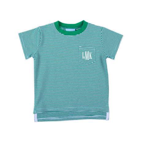 Green Stripe Short Sleeve Pocket Shirt