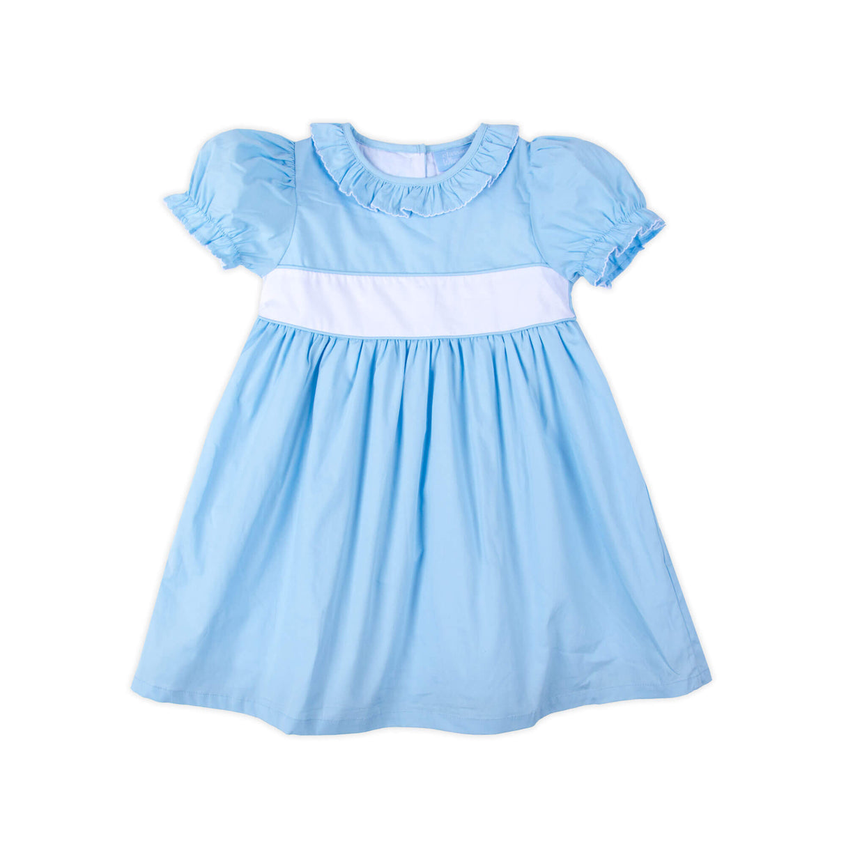 Light Blue Ruffle Collared Dress