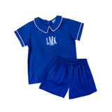 Royal Blue Collared Short Set