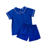 Royal Blue Collared Short Set