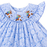 Storybook Rabbit Blue Floral Smocked Bloomer Set