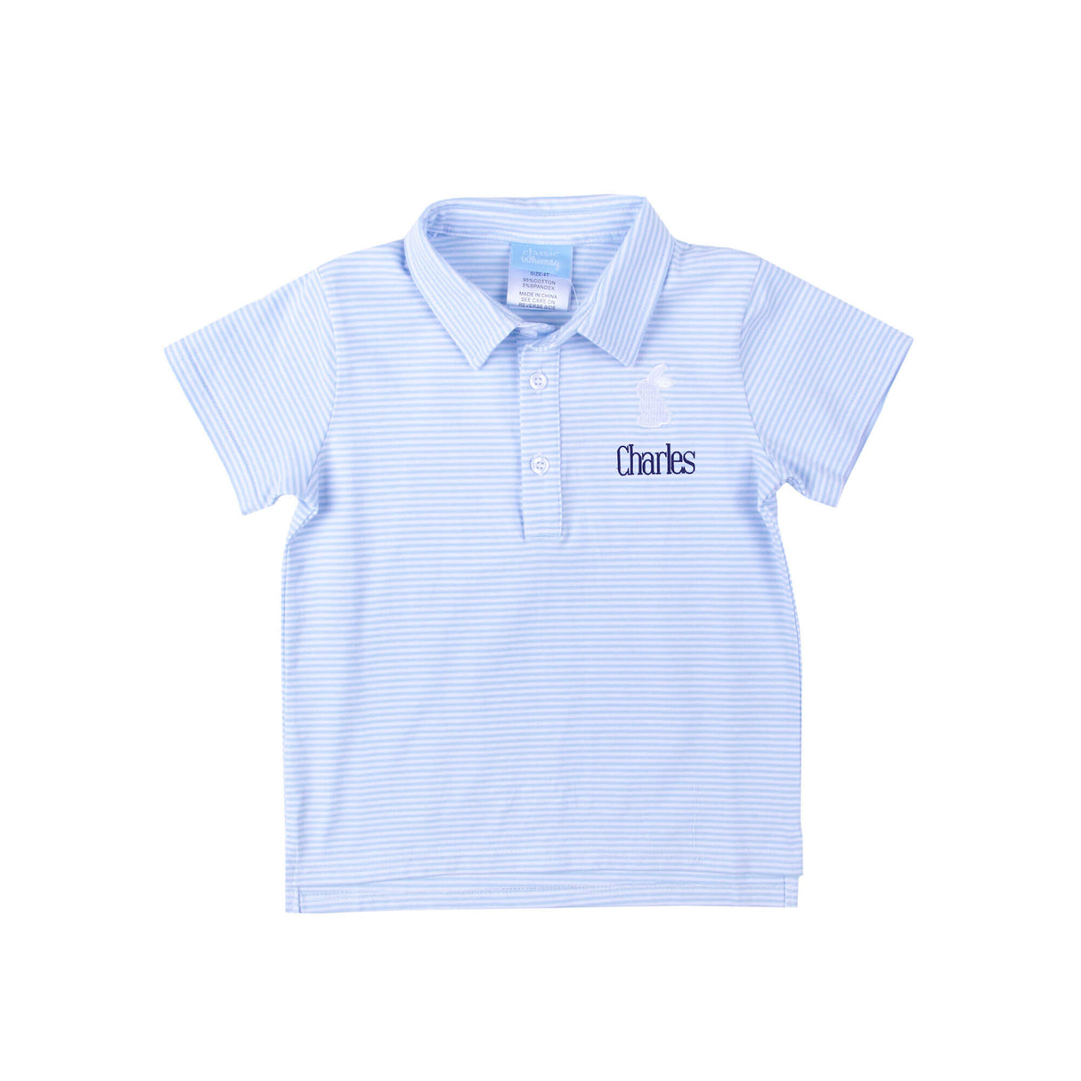 Bunny Light Blue Stripe Short Sleeve Polo