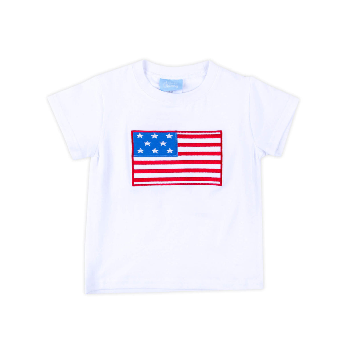 Flag Applique White Short Sleeve Shirt