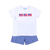 American Spirit Blue Gingham Short Set