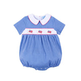 Little Patriot Blue Gingham Collared Bubble