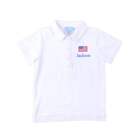 Flag Applique White Polo