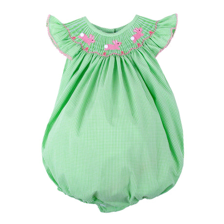 Hop To It Green Bunny Smocked Bubble