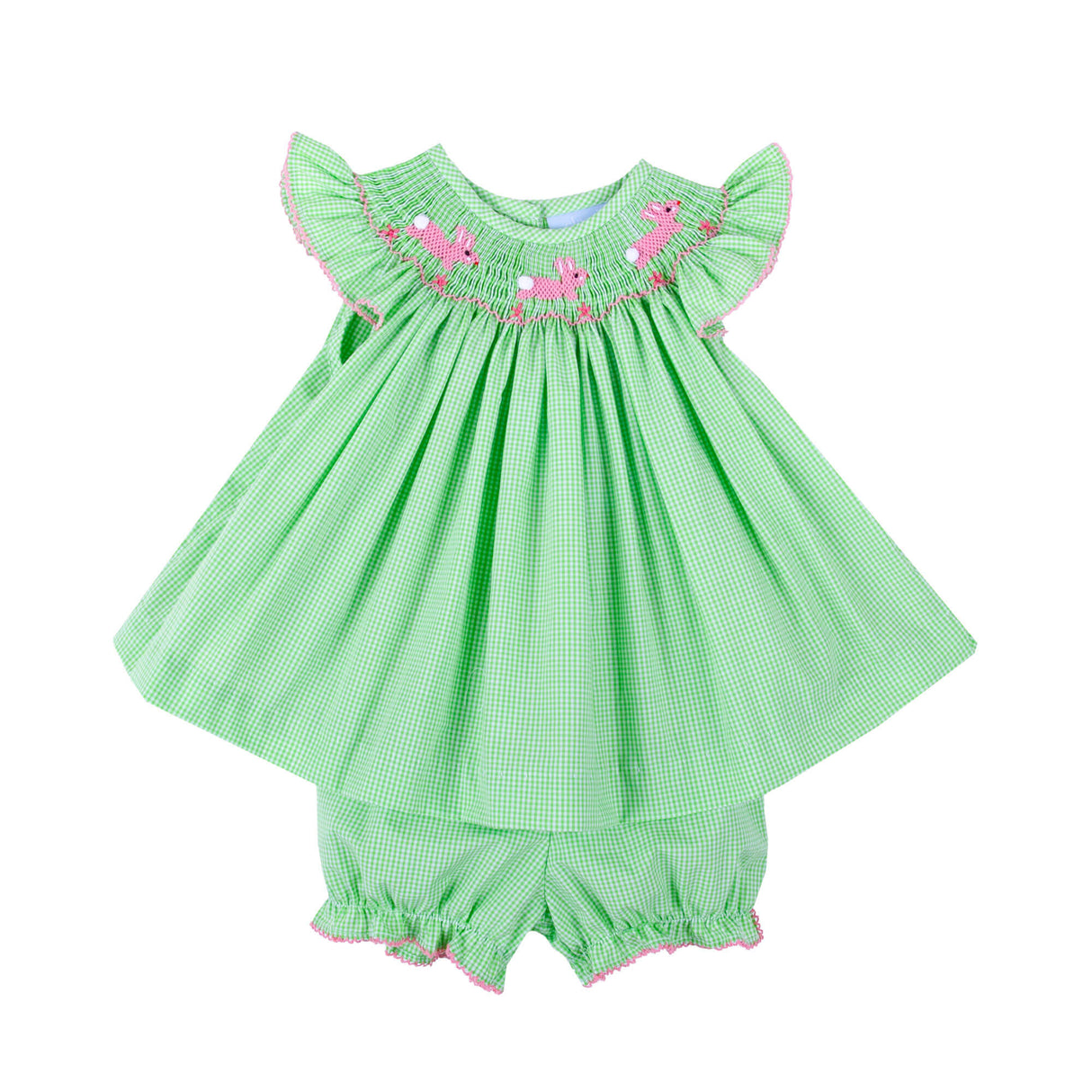 Hop To It Green Bunny Smocked Bloomer Set