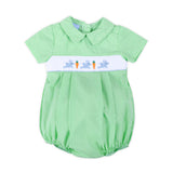 Hop To It Green Bunny Smocked Collared Bubble